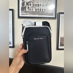 Michael Kors Black and Silver Messenger Bag